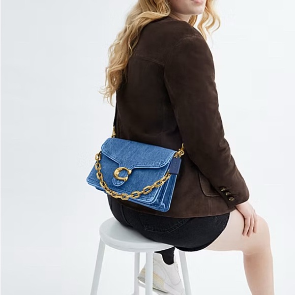Coach Denim and Gold Chain Shoulder Bag - Picture 5 of 9